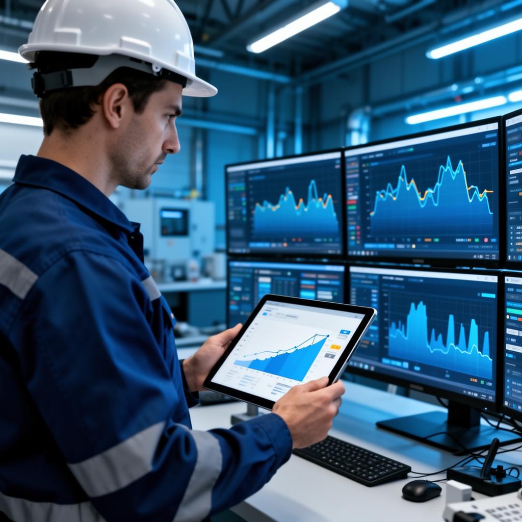 Engenheiro analisando dados de consumo energético